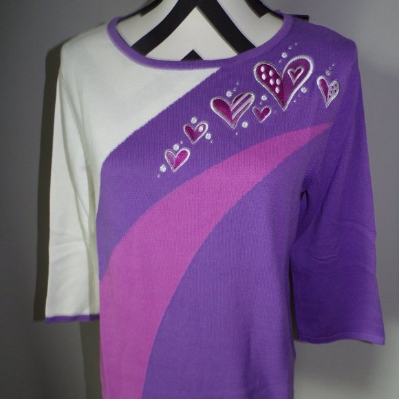 Bob Mackie Tops - New w/Tags Bob Mackie Small Purple Heart Top